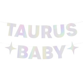 xo, Fetti Taurus Baby Birthday Party Iridescent Foil Banner - 5 Ft. | Zodiac Taurus, Horoscope, Astrology Bday Party Decorations Gift