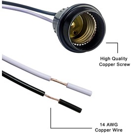 ICC Lite Waterproof Black Pigtail Lamp Socket (Box of 50 14AWG)