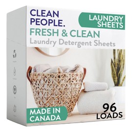 The Clean People Laundry Detergent Sheets - Laundry Soap - Ultra Concentrated, Recyclable Packaging, Stain Fighting - Fresh Scent, 96 Pack