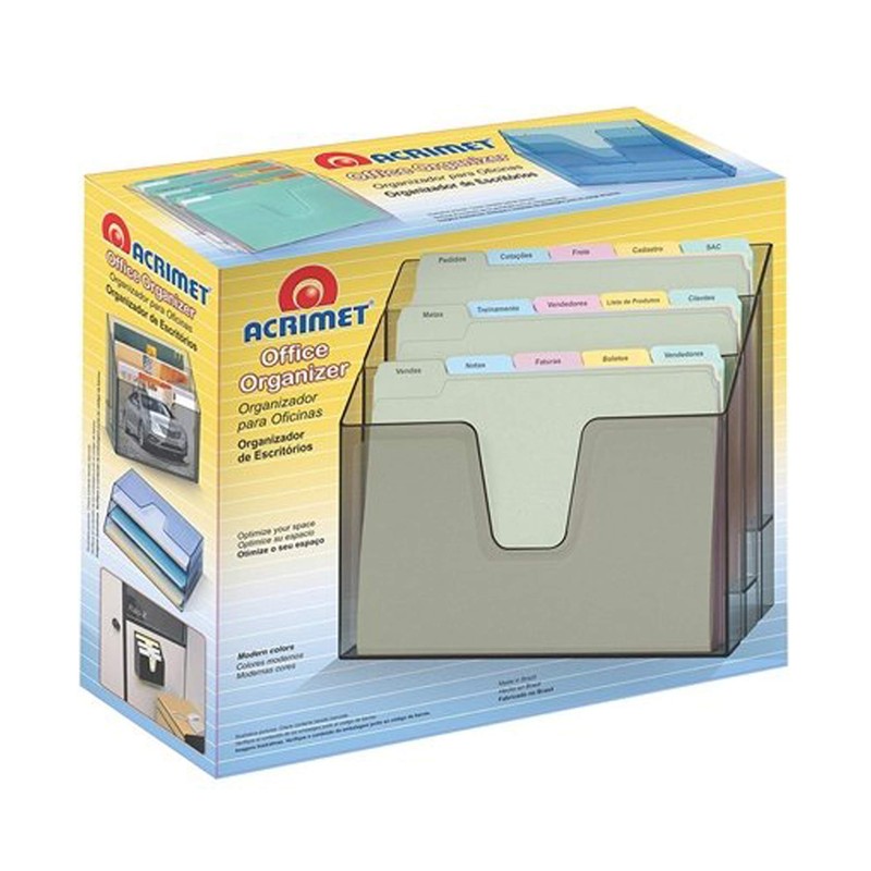 Acrimet Horizontal Triple File Folder Holder Organizer, Open Top Desktop