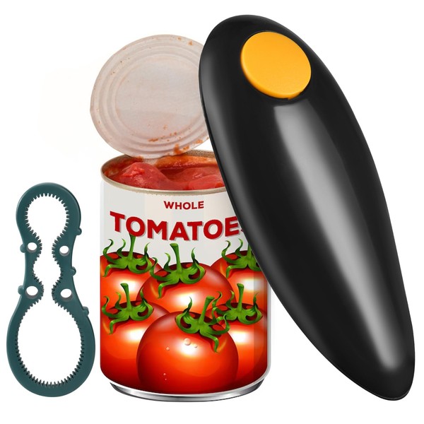 Electric Can Opener, Portable Automatic Tin Opener with One Touch Switch, Hand Free Can Opener, Multi Function Jar Openers Opening Machine, Best Kitchen Gadgets for Chefs, Arthritis and Seniors(Black)