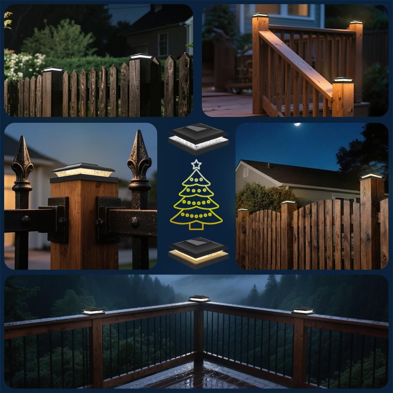 TSUNESLUX 12 Pack Solar Post Cap Lights Outdoor, 2 Modes