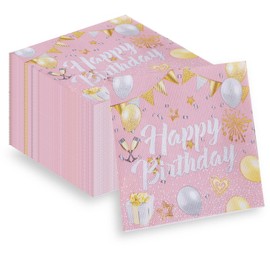 APFCLRBL 40pcs Happy Birthday Party Kids Napkins Balloons Ribbons Disposable Napkins Birthdays Weddings Baking Elegant Dining Colorful Gift