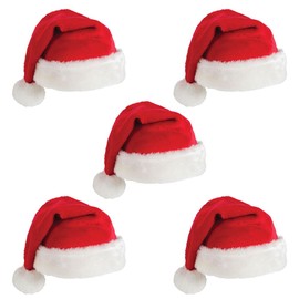 Rocbo 2023 Santa Hat, Christmas Cosplay Santa Hat, Popular 1/5/10 Piece Set, Costume, Red, Fluffy, Cute, Warm, New Year, Party Supplies, Christmas Gift, For Adults, Children, Unisex (5 pcs)