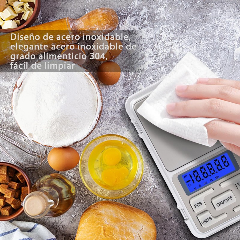 SSGP Bascula Gramera Digital (500g/0.1g),BáScula De Cocina,BáScula ElectróNica,BáScula PrecisióN,Pantalla Lcd,Mini,Acero