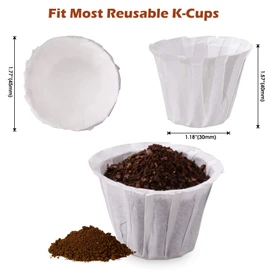 Disposable Paper Coffee Filters, K Cup Paper Filters for K Single Brewer Reusable Cups, K-Cup Coffee Pods, Fits All Brands Reusable K Cups (150)