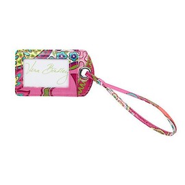 Vera Bradley Womens Whimsy Luggage Tag Pink Swirls One Size