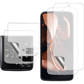 FYDIKHN (2 Sets 4 Pack) Matte Screen Protector for Motorola Razr Plus 2024,2 Pack Inner + 2 Pack Outer Screen Protector Soft TPU Film for Motorola Moto Razr+ 2024