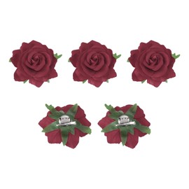 MECCANIXITY 5 Pcs Rose Flower Hair Clips 4 Inch Flower Hair Pins Flower Brooch for Women Hair Accessories Dark Red