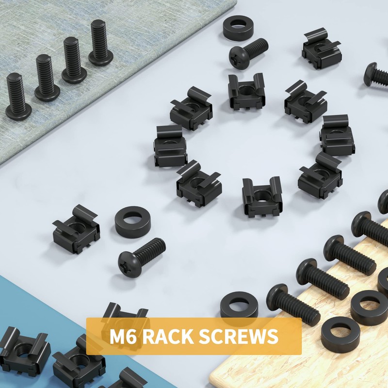 50 PACK M6 x 16mm Rack Mount Cage Nuts, Screws