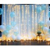 White Sheer Tulle Backdrop Curtains with Lights String for Party