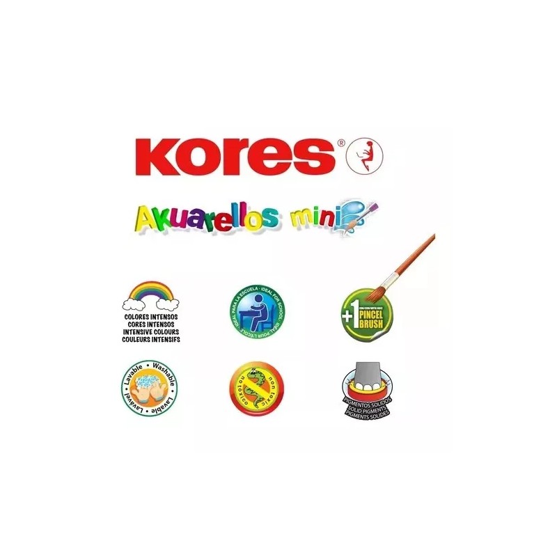 Kores 2 Acuarelas Para Niños Kores Akuarellos Pack Mini Set