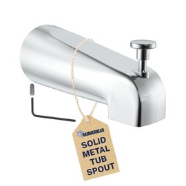 HammerHead Showers Solid Metal Tub Spout with Diverter, Slip On Bath Tub Spout for ½” Copper Pipe, Easy Install Bathtub Faucet, Chrome