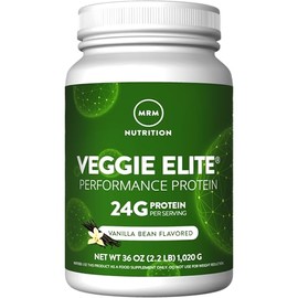 MRM Nutrition Veggie Elite Performance Protein | Vanilla Bean | Plant-Based Protein Powder with BCAAs | Vegan + Gluten-Free | Easy to Digest | 30 Servings