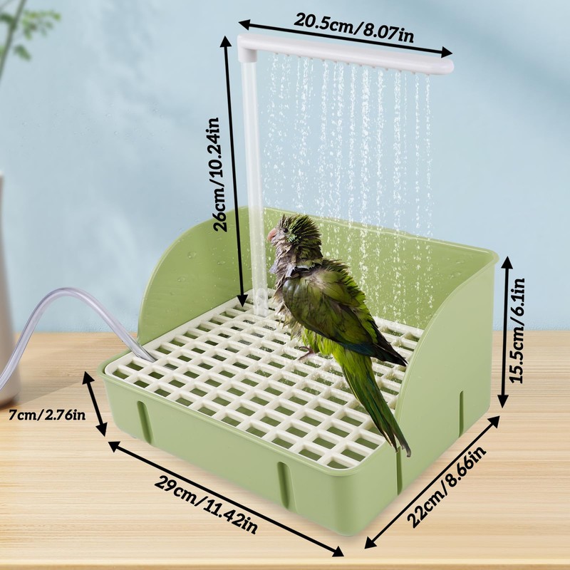 Automatic Bird Bath with Pump, Parrot Bathtub with Anti-Bite Cord
