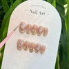 10 Pieces Handmade Nail Tips Glitter Short False False Nail