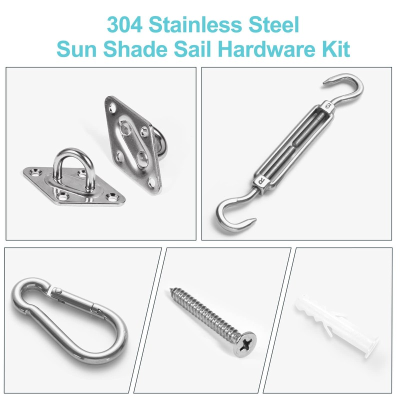 HOMPER Awning Attachment Set, Heavy Duty Sun Shade Sail Stainless
