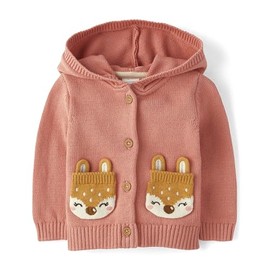 Gymboree,Baby Girl,and Newborn Long Sleeve Hooded Cardigan,Deer Crochet,Preemie,