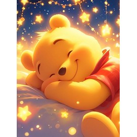 KYFQSDZ Pooh Diamond Painting Kits for Adults Beginners,Cartoon Diamond Art Kit,DIY Full Round Drill Diamond Dot Gem Art Kits for Adults,Home Wall Decor12x16