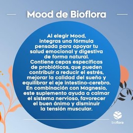 Bioflora 2PACK Mood Probióticos y Prebióticos + Citrato y Glicinato de Magnesio, 70 Cápsulas Veganas de 550 mg c/u, contiene 8 diferentes Cepas y15 Bi