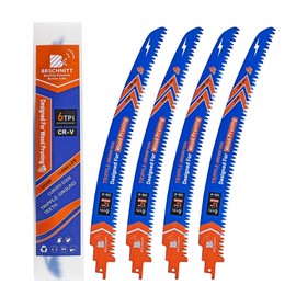 BRSCHNITT Japanese Teeth Reciprocating Saw Blades 12" 4PCS - Curved Edge Wood Pruning Saw Blades 6TPI for Tree Trimming,Wood Cutting,Cr-V Sabre Saw Pruning Blade