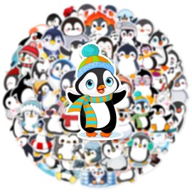 Cute Penguin Stickers, 60Pcs Funny Penguins Animals Decals for Decor Laptops, Zumkjde Cartoon Lovely Penguin Vinyl Tags Sticker for DIY Bumper Window Guitar Scrapbook