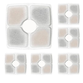 GoldTone Cat Water Fountain Filters Charcoal & Resin Replacement Filters Fits Square Flower Fountain 84oz/2.5L Cat Dog Pet Fountains (6 Pack)