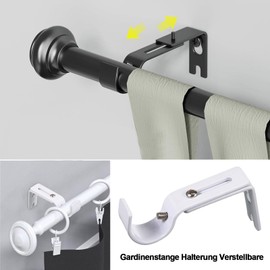 Adjustable Curtain Rod Holder, Pack of 2 Curtain Holder, Adjustable, Curtain Rod Holder, with Screws, Wall Mount Curtain Rod Holder, for Bedroom, Closet, White