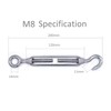 2Pcs 316 Stainless steel turnbuckle rigging screw hook to eye