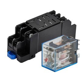 Heschen Gereral Purpose Relay, LY2NJ, 220VAC Coil, 10A 24VDC/220VAC, DPDT, LED Indicator, with Socket Base