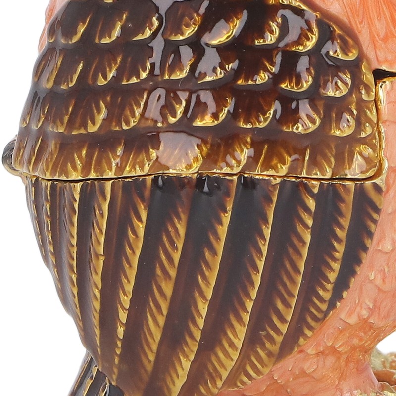 Owl Trinket Box Cute Appearance Brown Metal Jewelry Box for