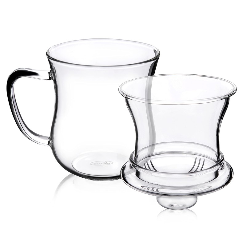 CNGLASS Glass Tea Cup with Removable Infuser and Lid,10oz Thickened