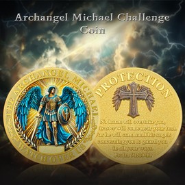 ASmileIndeep Archangel Michael Challenge Coin - St Michael Coins Saint Michael Police Officers Prayer Coin Thin Blue Line Law Enforcement Protection Token Guardian Collectible Gift（A）