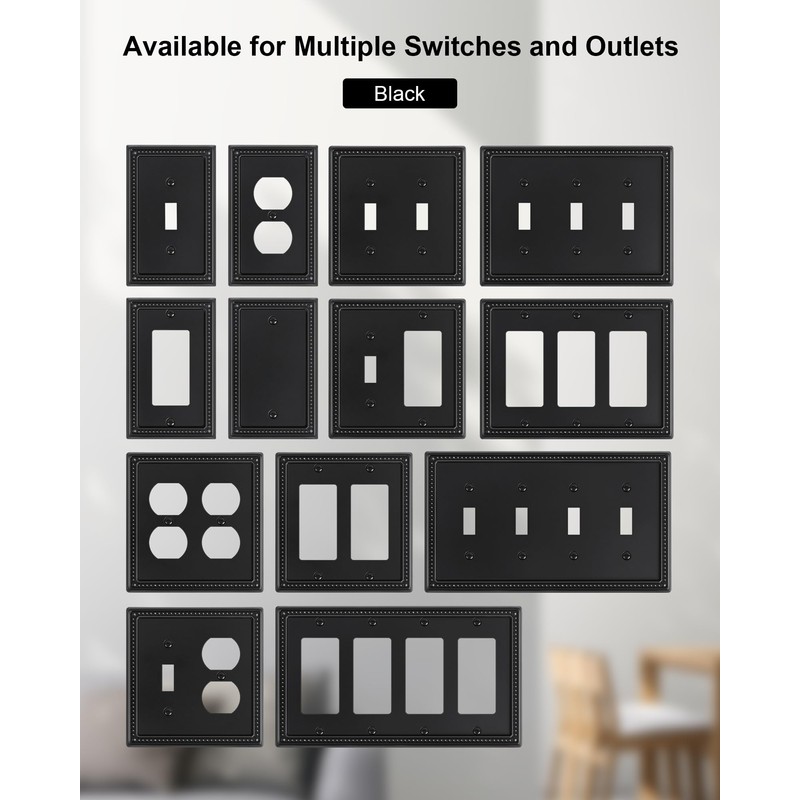 TREEWELL 2-Pack Double Duplex Outlet Cover, Metal Switch Plates and