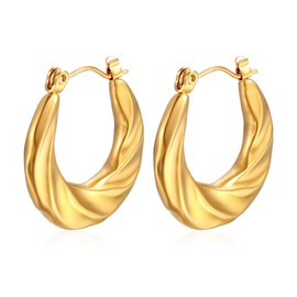 MAGIIE Gold Earrings Hoop Earrings Gold Women's Hoop Earrings Set Hypoallergenic Stud Earrings Small Sleeping Multiple Piercings 18 Carat Gold-Plated Jewellery, Copper, No