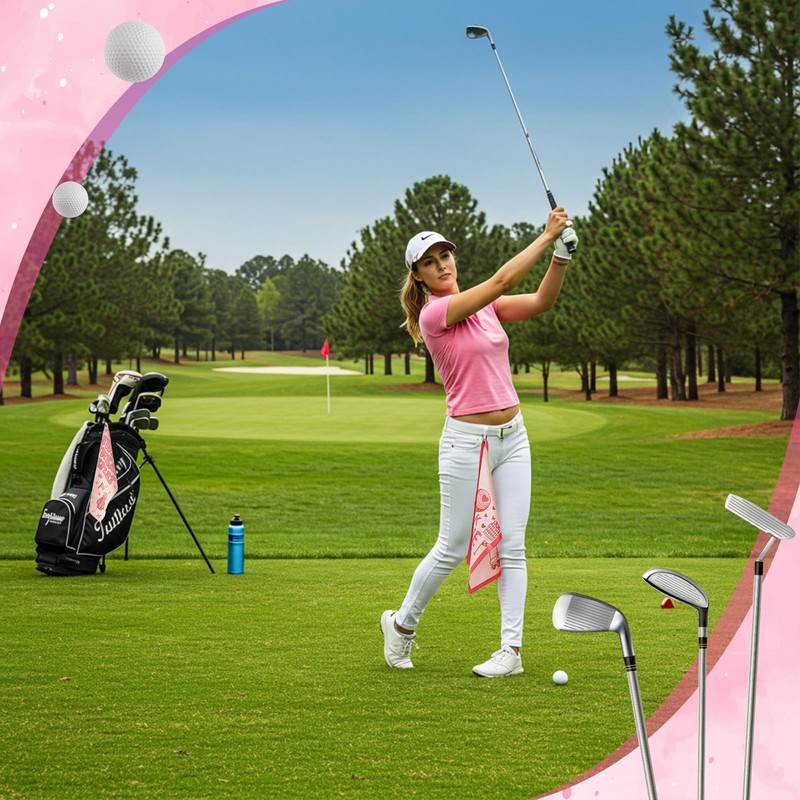 Tudomro 2 Pcs Pink Golf Towel for Women Golf Accessories