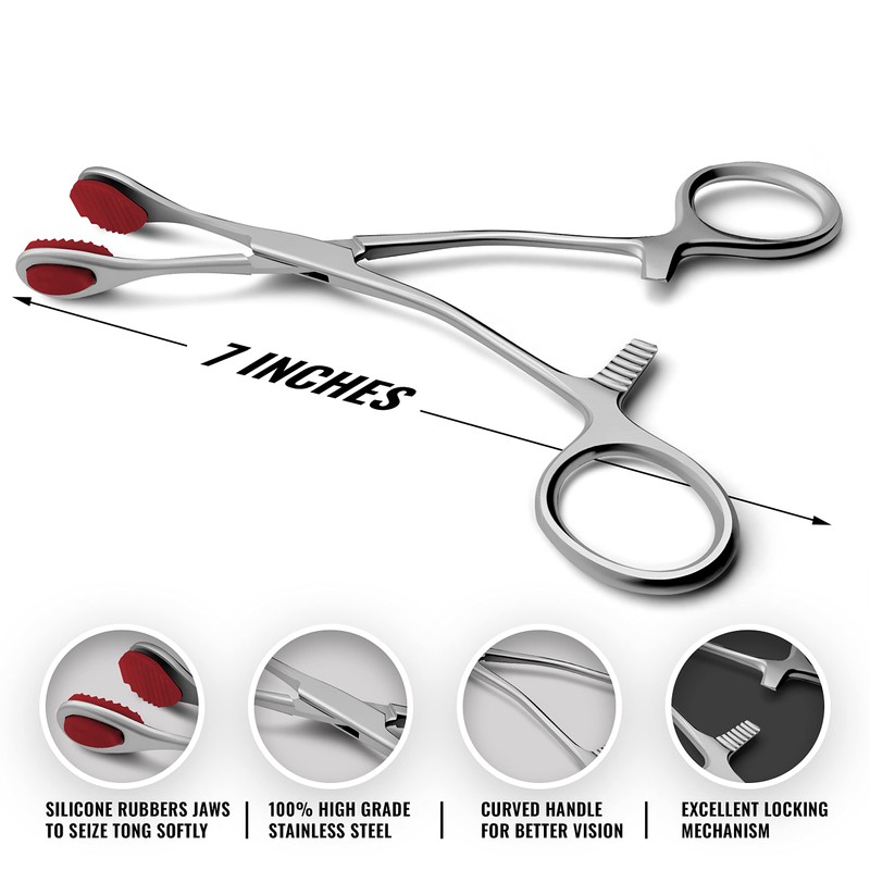 SURGICAL ONLINE Young Tongue Forceps, Precision Control, Silicone Grip for