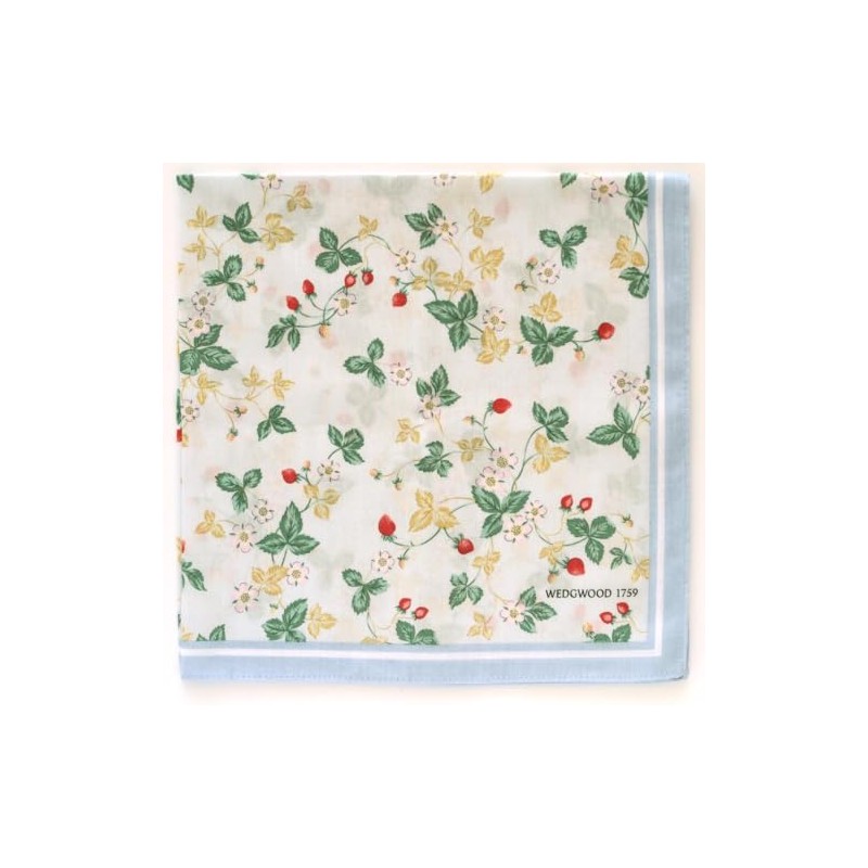 Wedgwood 138109-0002-01 Printed Handkerchief Wild Strawberry (Blue) Women's Handkerchief, Approx.