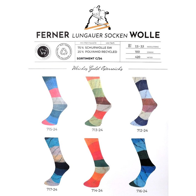 Ferner Wolle 4-Ply Sock Wool with Merino Wool, Mulesing-Free, 4-Ply