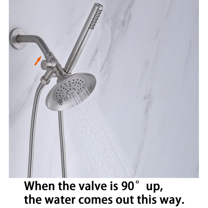 G-Promise Solid Metal Shower Arm Diverter with Holder for Hand