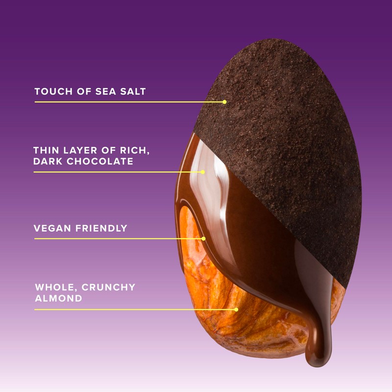 SkinnyDipped Super Dark Chocolate + Sea Salt Almonds, Vegan, Healthy