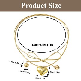 JRAIYBZ Chunky Heart Tie Necklace for Women,Heart Locket Wrap Choker (Gold)