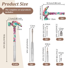 OLYCRAFT 2 Sets 6 in 1 Metal Hammer & Screwdriver Set Multifunctional Metal Mini Hammer Small Multitool Hammer with Slotted/Flat Head Phillips Screwdriver Hammers Tools for Home Repair - Floral