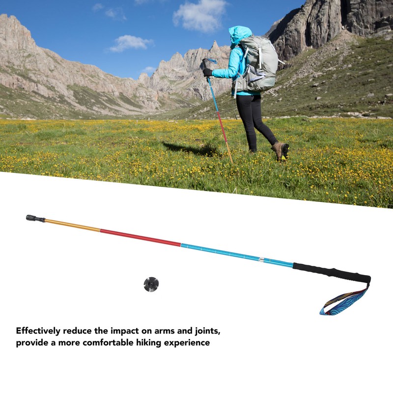 Walking Stick Telescopic Adjustable Length Anti Shock Foldable Portable Lightweight