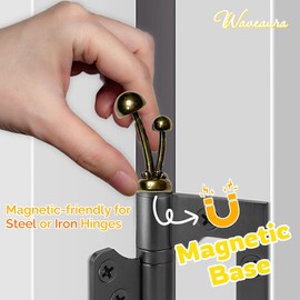 Waveaura Mini Brass Door Mushroom Hinge Heads Decorative Topper Magnetic Vintage Animal Theme Little Hinge Pin Head Cute Ornament Small Home Decoration Hinge Caps (Mini Brass Mushroom - 3 pcs)