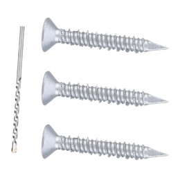 Bobibbi 3/16 x 1-3/4" 410 Stainless Steel Flat Head Tapcon Concrete Screw Anchor, for Anchoring to Masonry, Block or Brick (100Pcs/box)