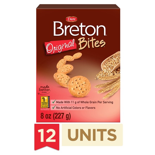Dare Breton Minis Crackers, Original, 8-Ounce Packages (Pack of 12)