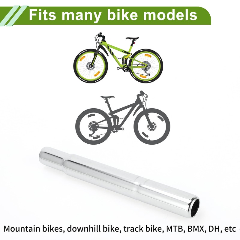 HOPESPANNER ユニバーサル25.4x200mmシルバートーン自転車シートポスト耐久性自転車サドルポストシートチューブスチール1個