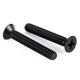 1/4-20 x 2-1/2" Flat Countersunk Head Machine Screws, Full Thread, 304 Stainless Steel 18-8, Black Finish, 25 PCS