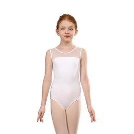 ZYXWVU Ballet Leotard, Girls' Sleeveless Ballet Body Dance Bodysuit for Children, White